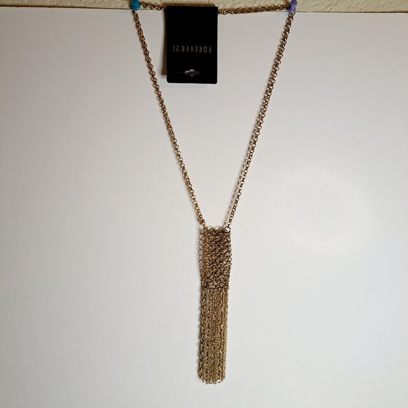 Forever 21 Golden Antic Boho Fringe Necklace - Picture 2 of 6